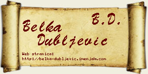 Belka Dubljević vizit kartica